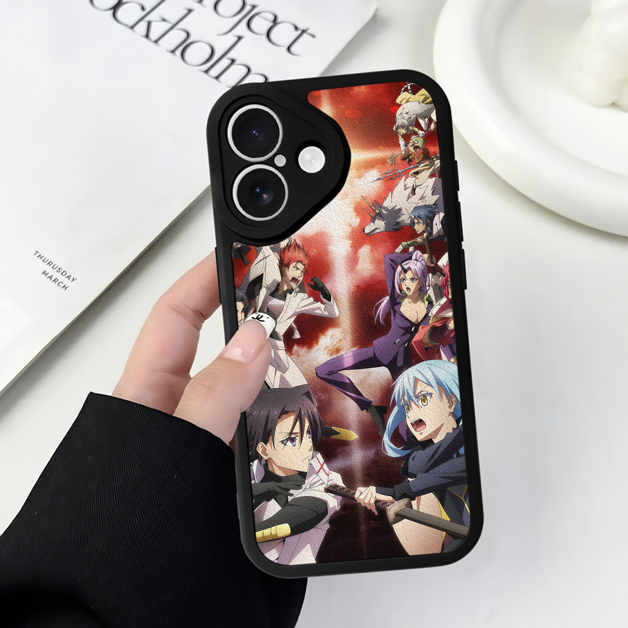 （画像用） 転スラ Regarding Reincarnated to Slime 【iPhone 16シリーズ対応】シリコンスマホケース（レザー調） 材質：シリコン